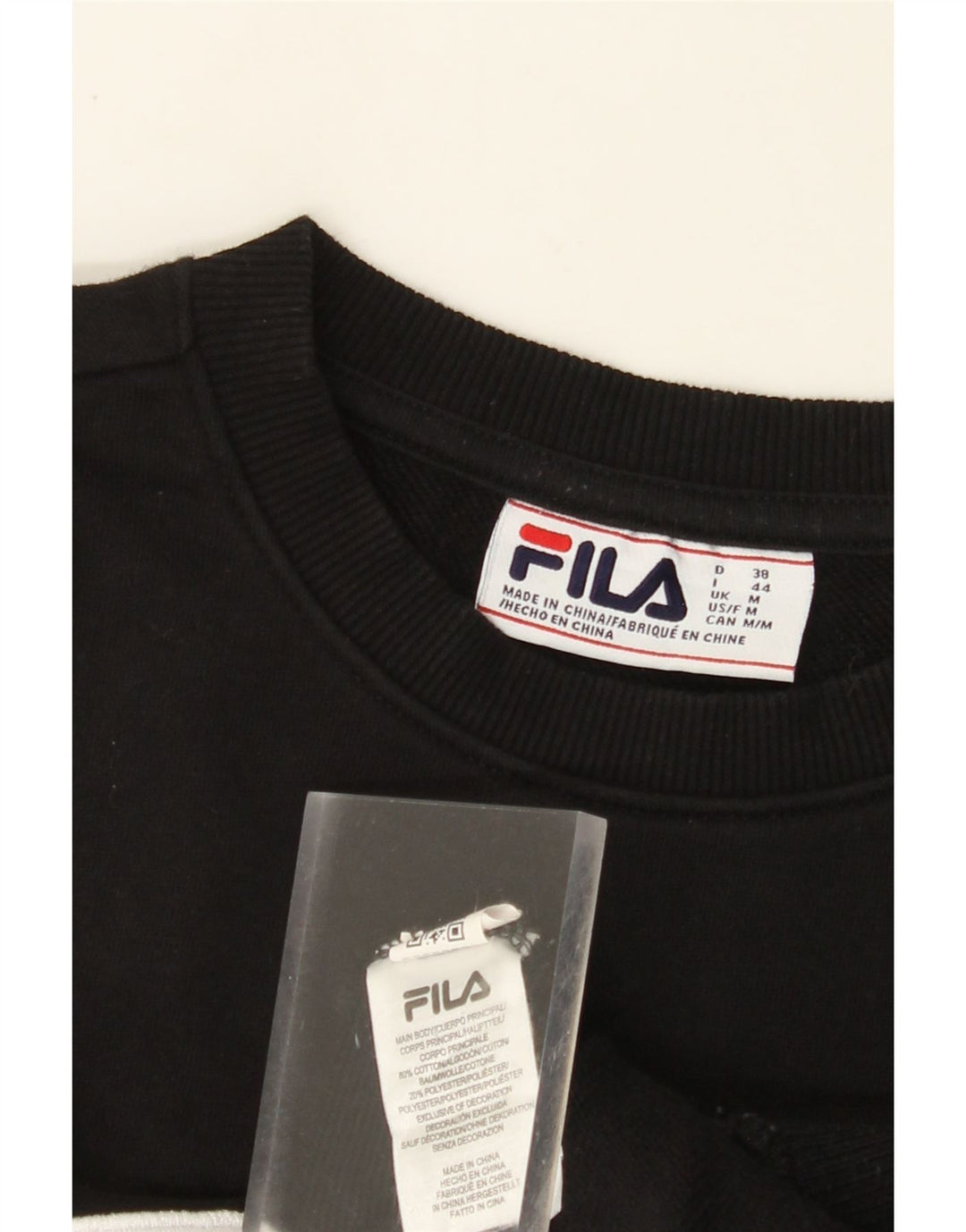 FILA Womens Graphic Sweatshirt Jumper UK 14 Medium Black Cotton