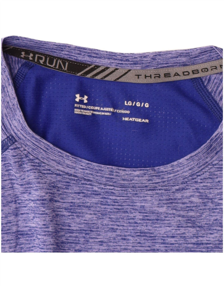 UNDER ARMOUR Mens Heat Gear T-Shirt Top Large Blue Flecked