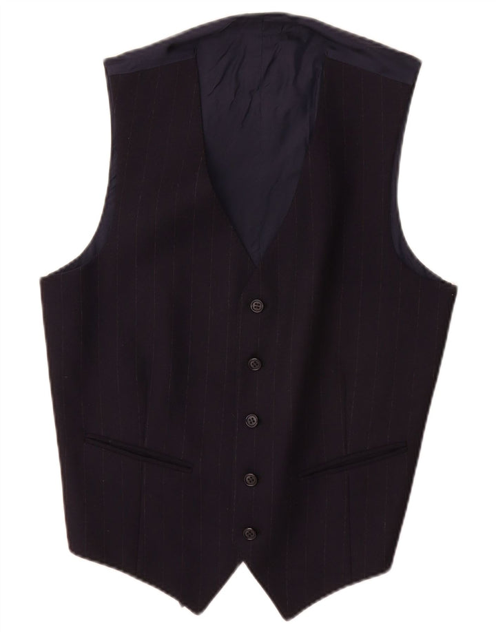 Vintage Mens Waistcoat Small Navy Blue Striped