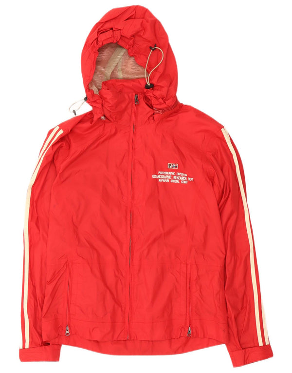 Napapijri Womens Graphic Hooded Rain Jacket UK 10 Small Red Striped
