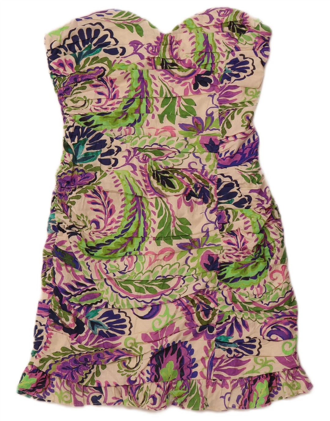 ZARA Womens Mini Strapless Dress UK 12 Medium Multicoloured Paisley Linen