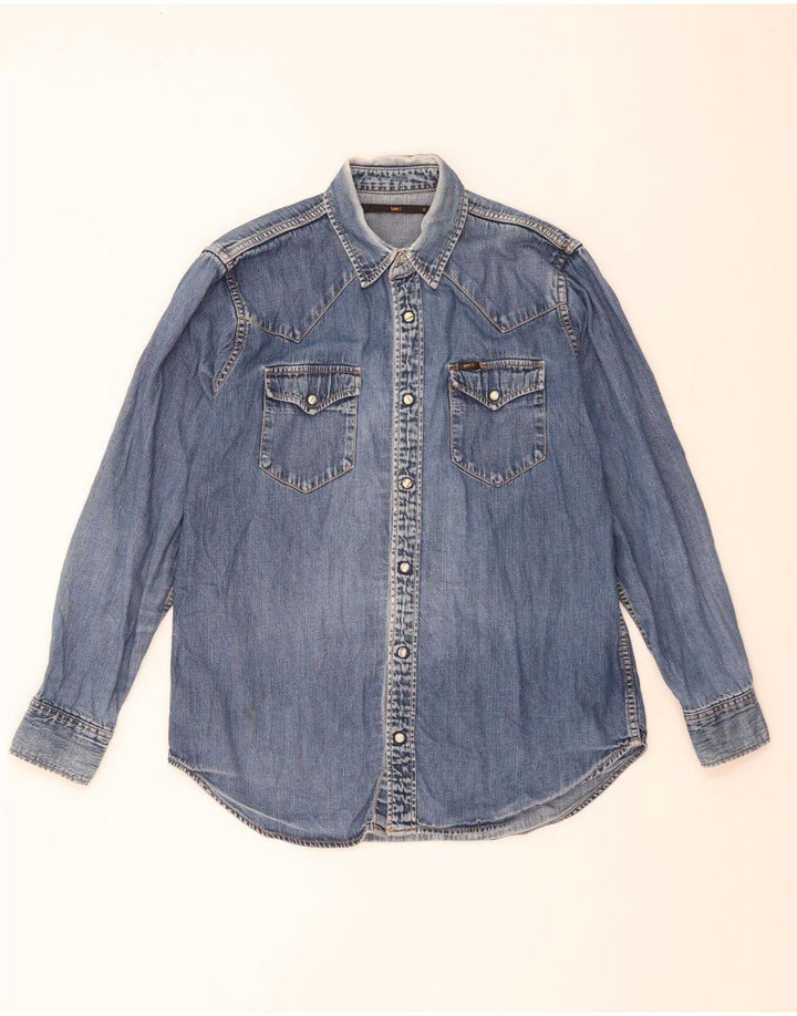 Lee Mens Denim Shirt Medium Blue Cotton