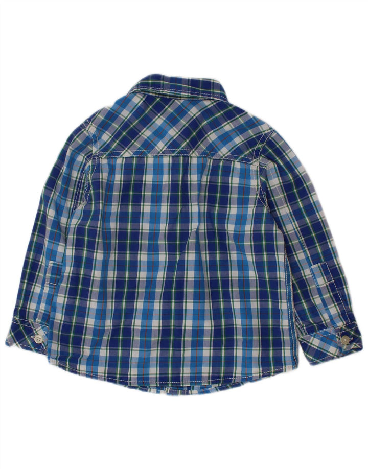 BENETTON Baby Boys Shirt 18-24 Months Blue Check Cotton