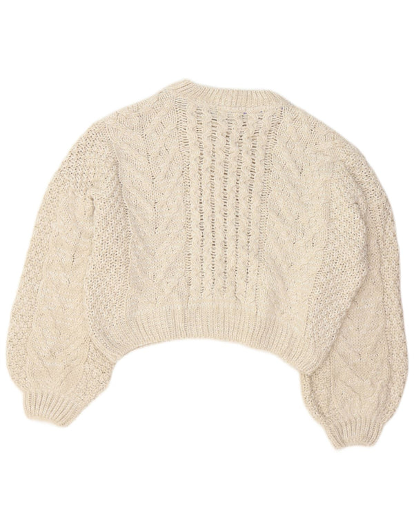 Topshop Womens Crop Boat Neck Jumper Sweater UK 10 Small Off White