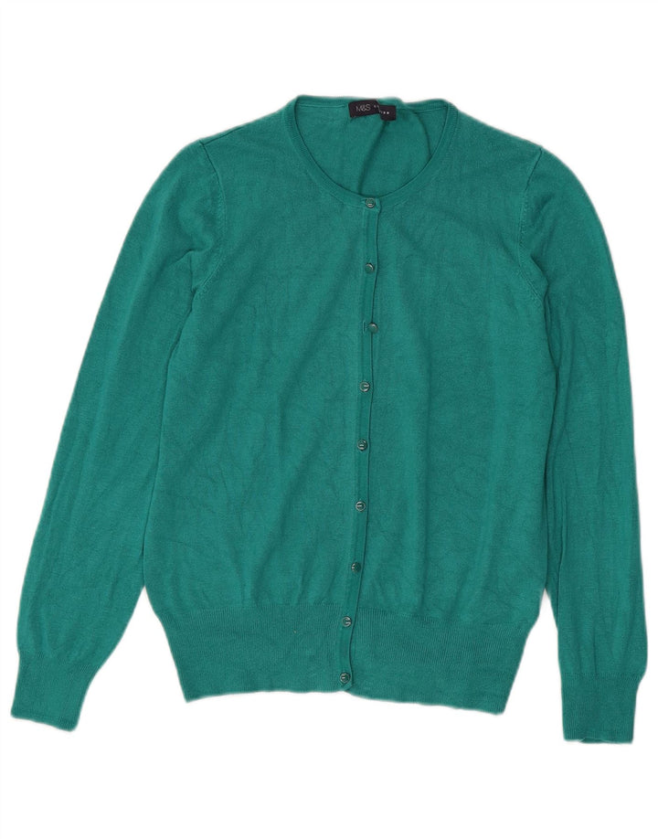 Marks & Spencer Womens Cardigan Sweater UK 12 Medium Green Viscose