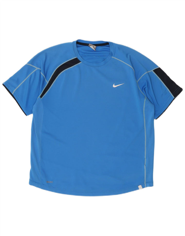 NIKE Mens T-Shirt Top XL Blue Colourblock