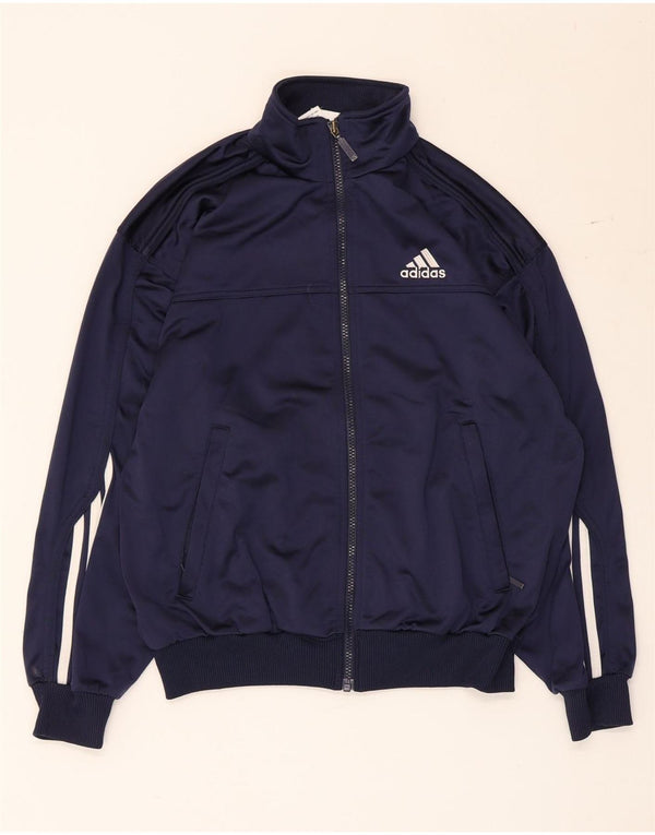 Adidas Girls Tracksuit Top Jacket 13-14 Years Navy Blue Polyester