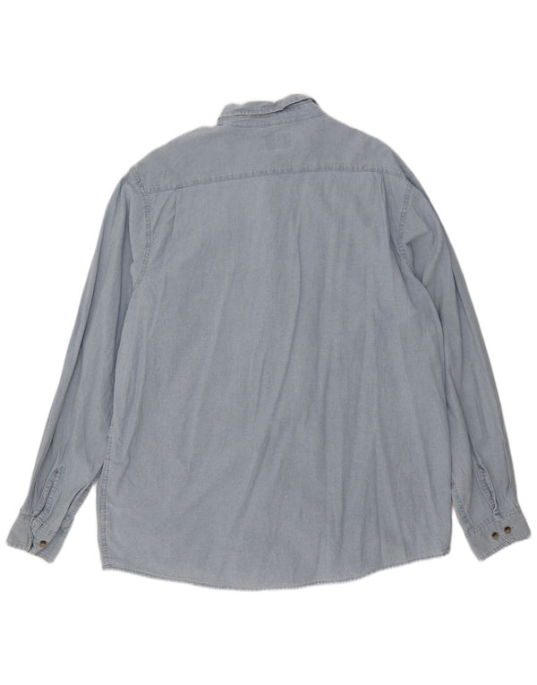 Wrangler Mens Tall Shirt XL Blue Cotton
