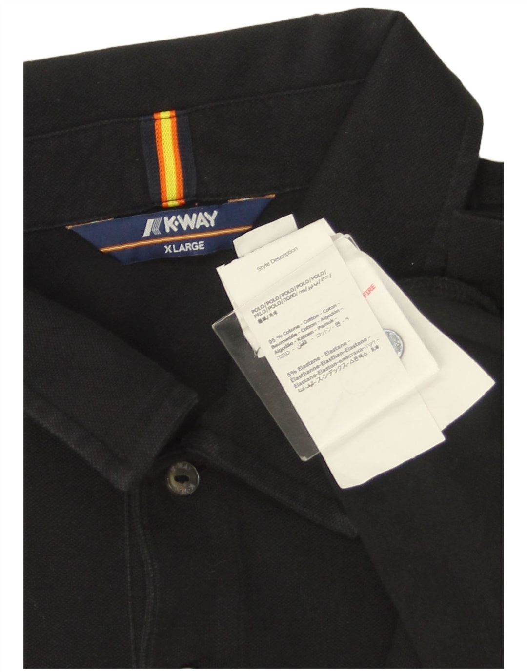 K-WAY Mens Polo Shirt XL Black Cotton