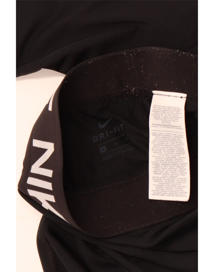NIKE Womens Dri Fit Graphic Leggings UK 8 Small Black Polyester