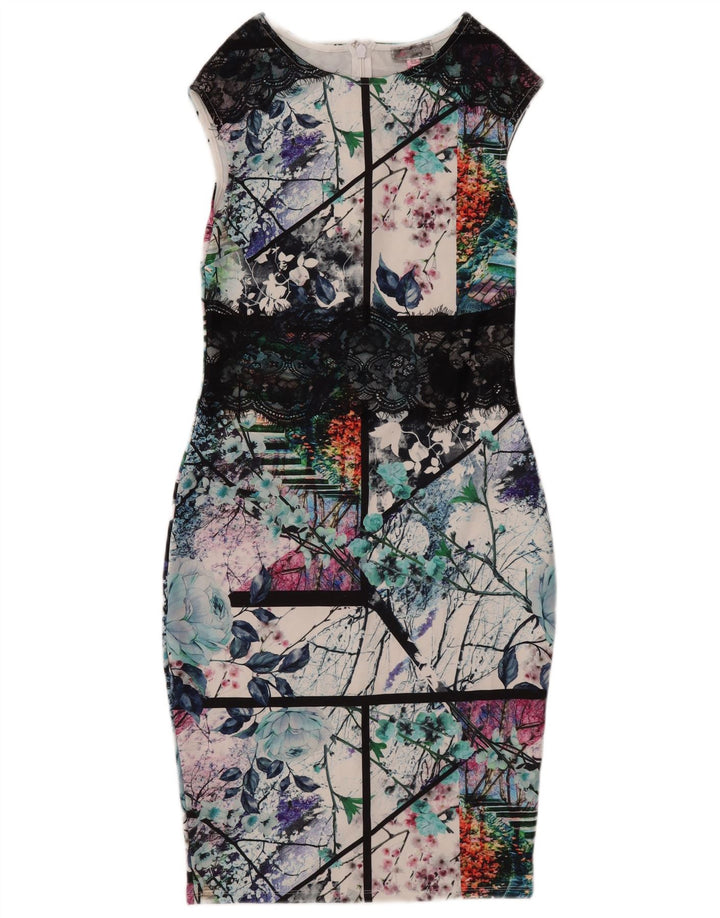 Lipsy Womens Graphic Bodycon Dress UK 10 Small  Multicoloured Polyester