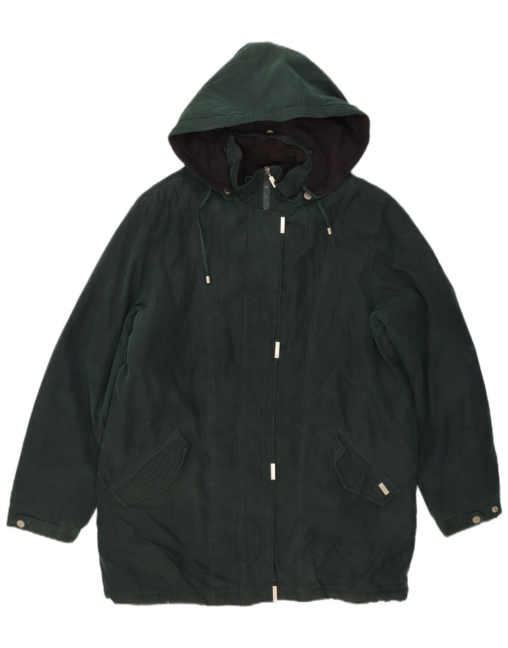 LONDON FOG Womens Hooded Windbreaker Jacket UK 14 Medium Green Polyester