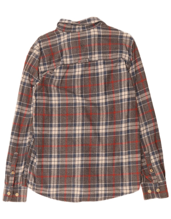 Fat Face Mens Flannel Shirt Small Grey Plaid Cotton