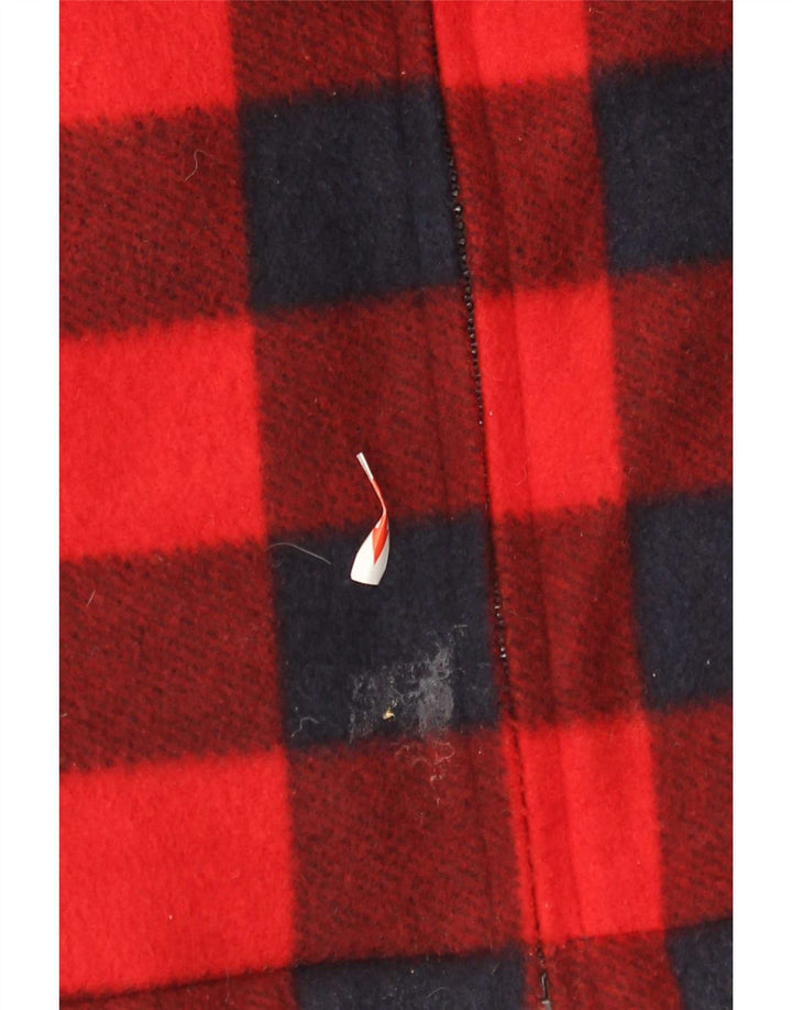 Vintage Mens Fleece Lumberjack Shirt Large Red Gingham Polyester