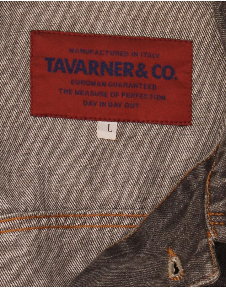 Tavarner Mens Denim Jacket UK 40 Large Grey