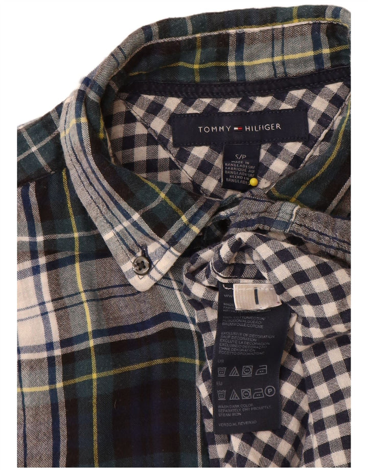 Tommy Hilfiger Mens Flannel Shirt Small Multicoloured Plaid Cotton