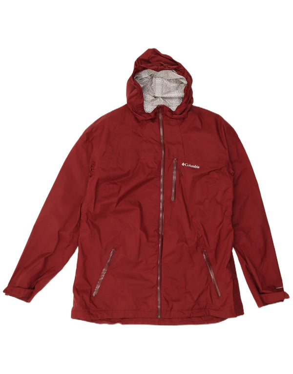Columbia Womens Hooded Rain Jacket UK 18 XL Maroon Nylon
