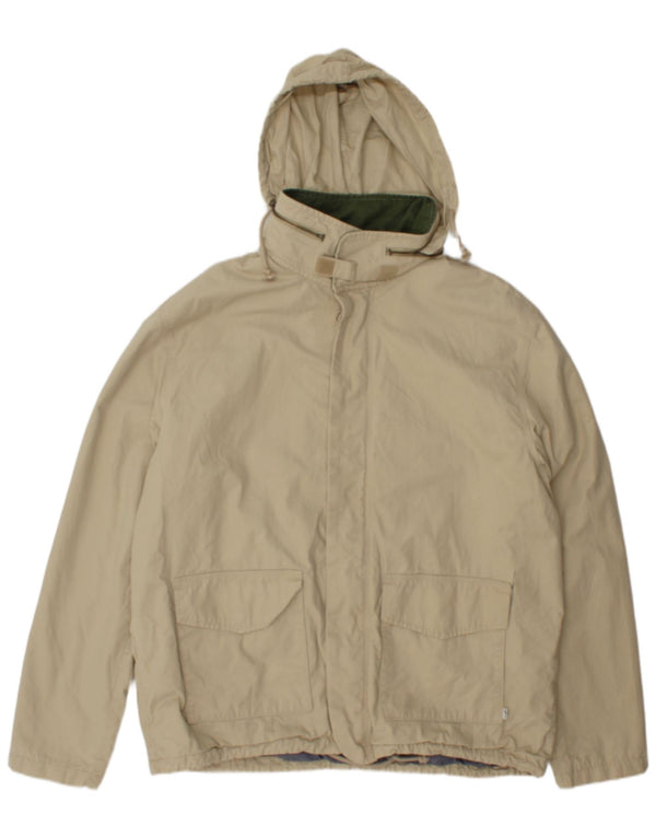 Levi's Mens Hooded Windbreaker Jacket UK 44 2XL Beige Cotton