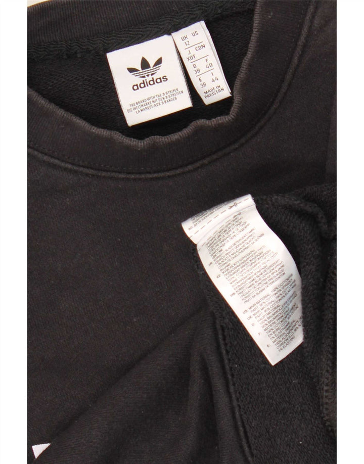 Adidas Womens Graphic Oversized Sweatshirt Jumper UK 12 Medium Black Cotton