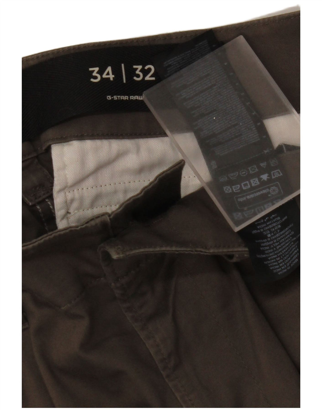 G-STAR Mens Straight Cargo Trousers W34 L32 Khaki Cotton