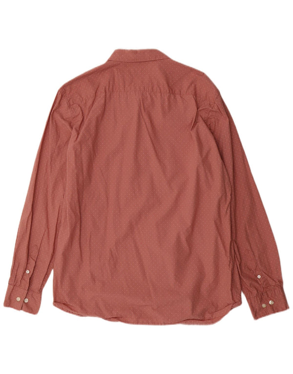 FRENCH CONNECTION Mens Shirt XL Burgundy Spotted Cotton