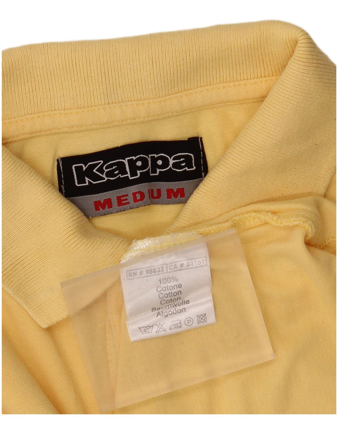 Kappa Mens Polo Shirt Medium Yellow Cotton