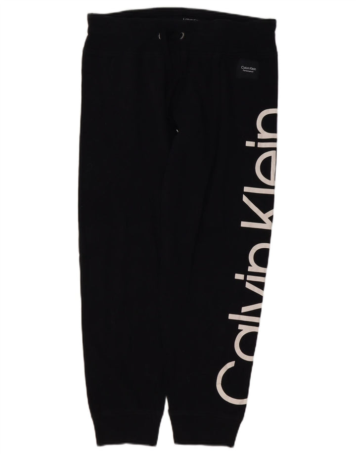 CALVIN KLEIN Womens Graphic Tracksuit Trousers Joggers UK 14 Medium Black