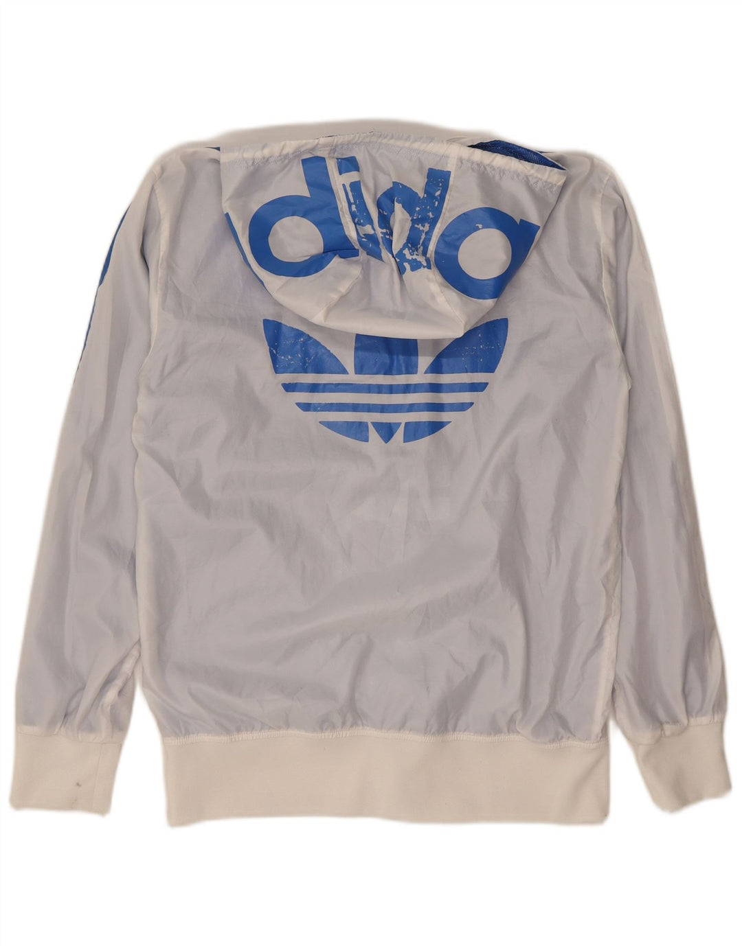 ADIDAS Mens Graphic Hooded Tracksuit Top Jacket  Small White Colourblock