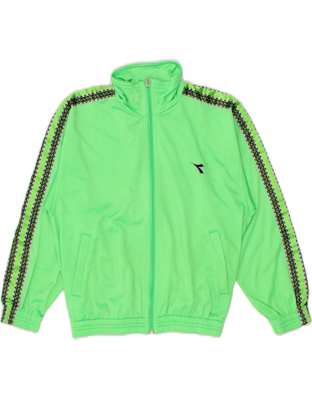 DIADORA Boys Graphic Tracksuit Top Jacket 9-10 Years Green Polyester Vintage Diadora and Second-Hand Diadora from Messina Hembry 