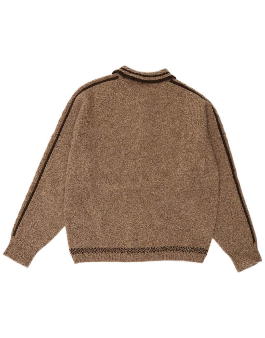 HAMMERSCHMID Mens Graphic Polo Neck Jumper Sweater Medium Brown Flecked