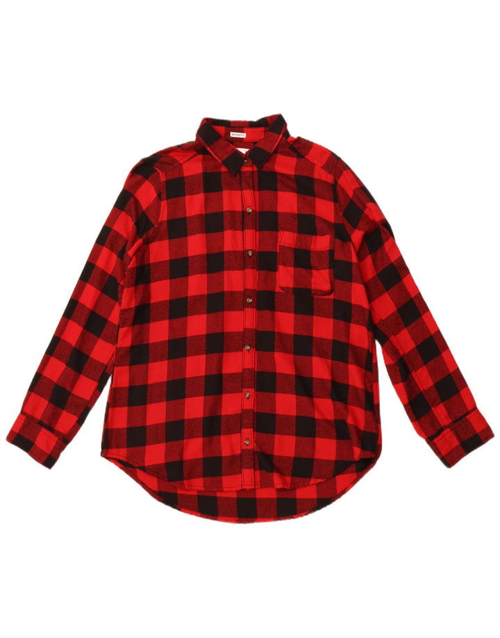 HOLLISTER Womens Boyfriend Fit Flannel Shirt UK 14 Medium Red Gingham