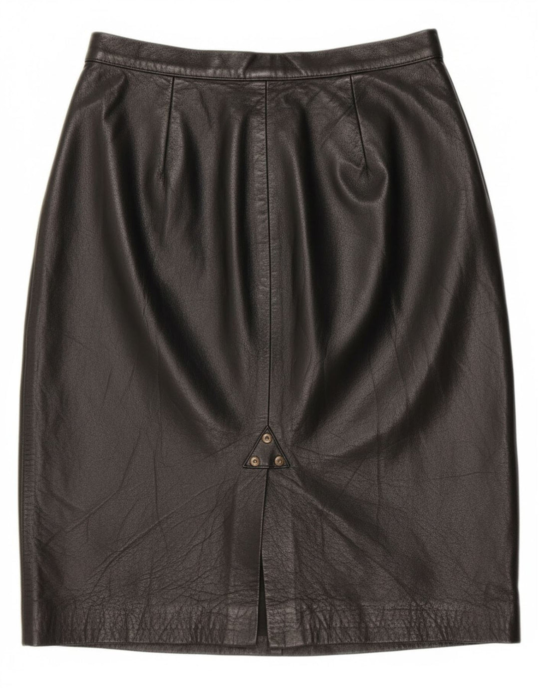 Vintage Womens High Waist Leather Skirt IT 42 Medium W28 Black