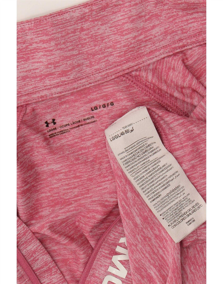 Under Armour Womens Graphic Pullover Tracksuit Top UK 14 Large Pink Flecked