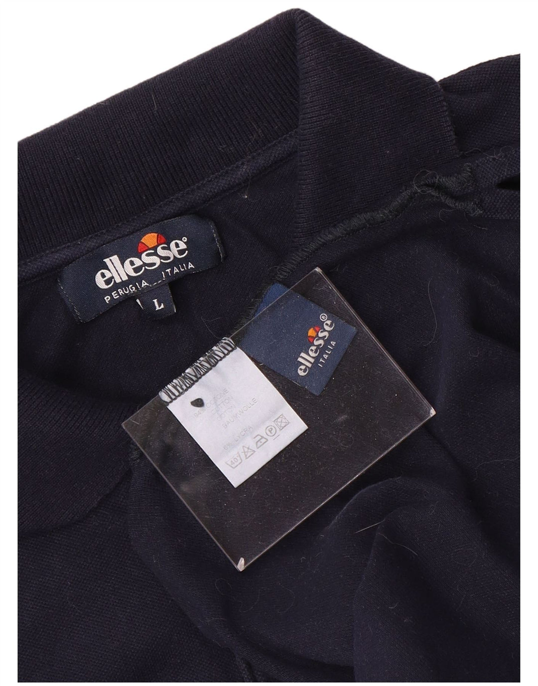 ELLESSE Mens Polo Shirt Large Navy Blue Cotton