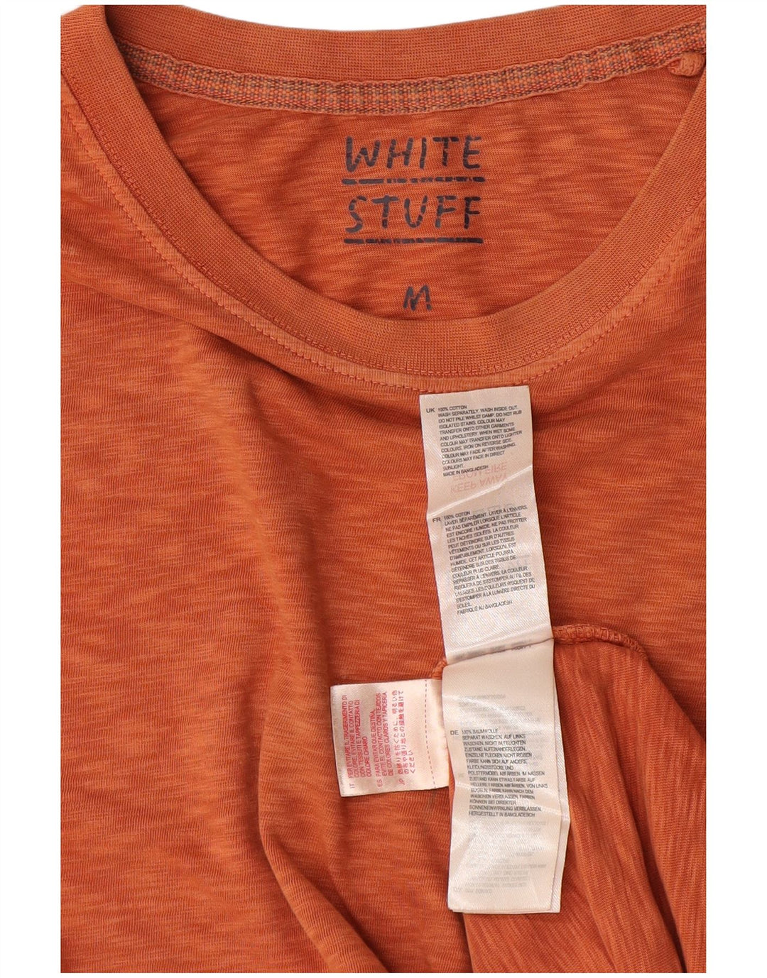 WHITE STUFF Mens T-Shirt Top Medium Orange Flecked Cotton