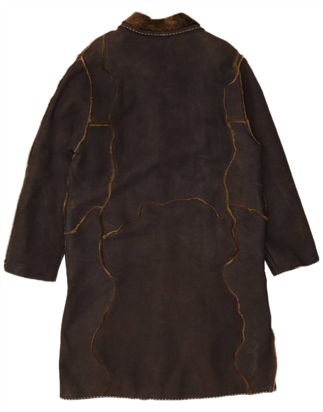 VINTAGE Womens Suede Overcoat UK 16 Large Brown