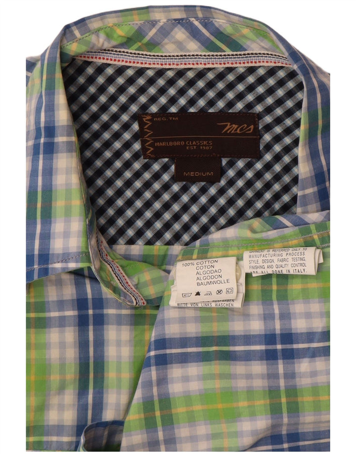 Marlboro Classics Mens Short Sleeve Shirt Medium Green Check Cotton