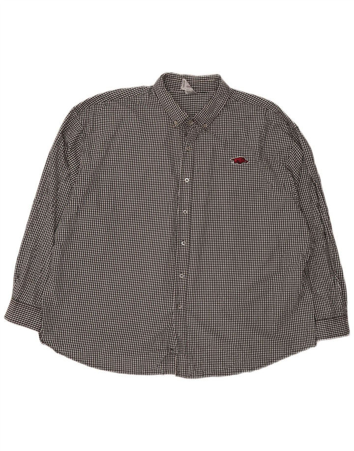 RUSSELL ATHLETIC Mens Arkansas Razorbacks Shirt 3XL Black Gingham Cotton
