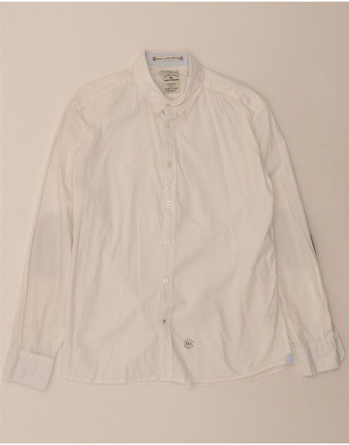 TOM TAILOR Mens Fitted Shirt XL White Cotton Vintage Tom Tailor and Second-Hand Tom Tailor from Messina Hembry 