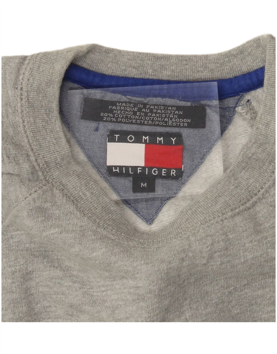 TOMMY HILFIGER Mens Sweatshirt Jumper Medium Grey Colourblock Cotton