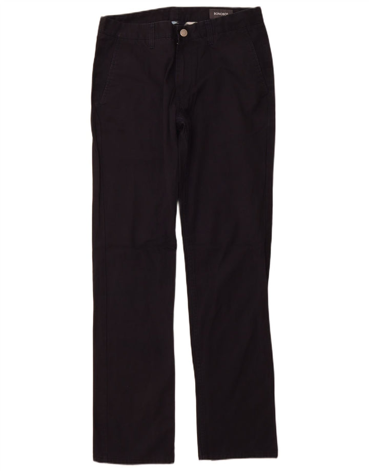 BONOBOS Mens Straight Chino Trousers W31 L32 Black Cotton