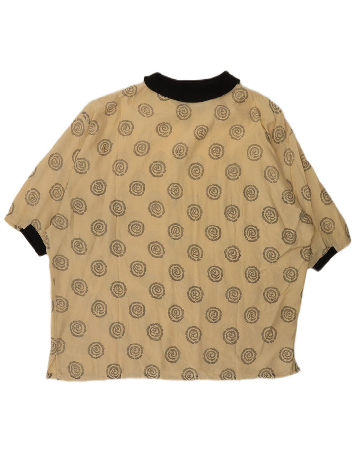 ONE WAY Mens Short Sleeve Pullover Shirt XL Beige Geometric Viscose