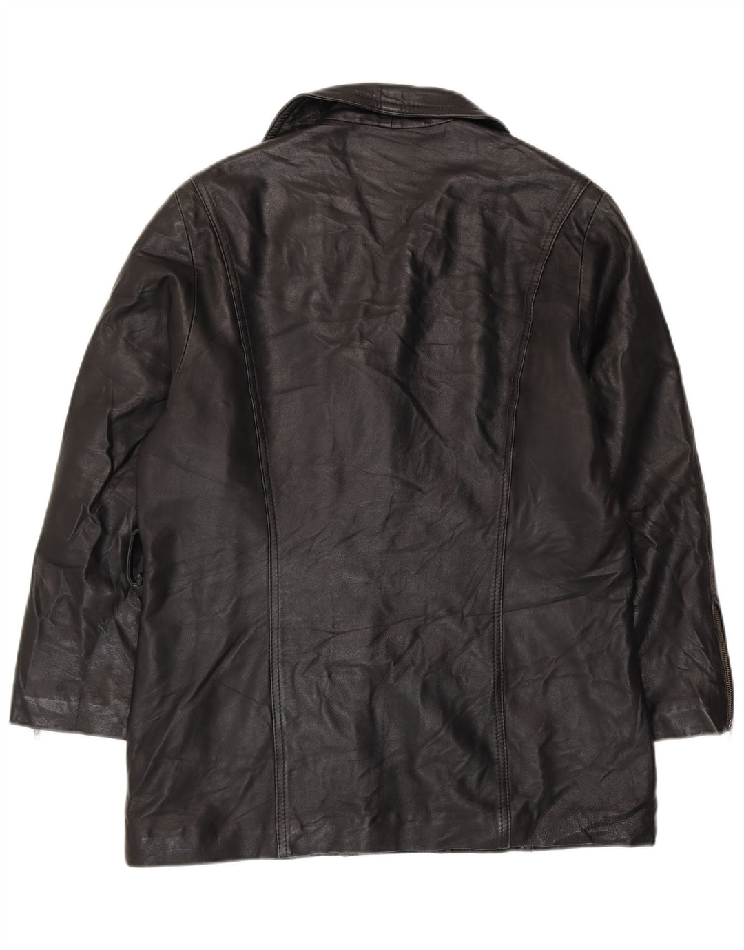 VINTAGE Womens Oversized Leather Jacket UK 10 Small Black