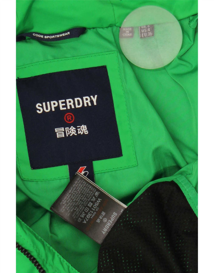 Superdry Womens Hooded Padded Jacket UK 8 Small Green Polyester
