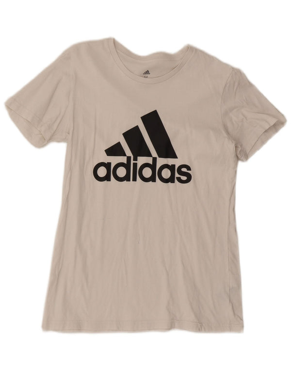 Adidas Womens Short Sleeve Graphic T-Shirt Top UK 12/14 Medium White Sports