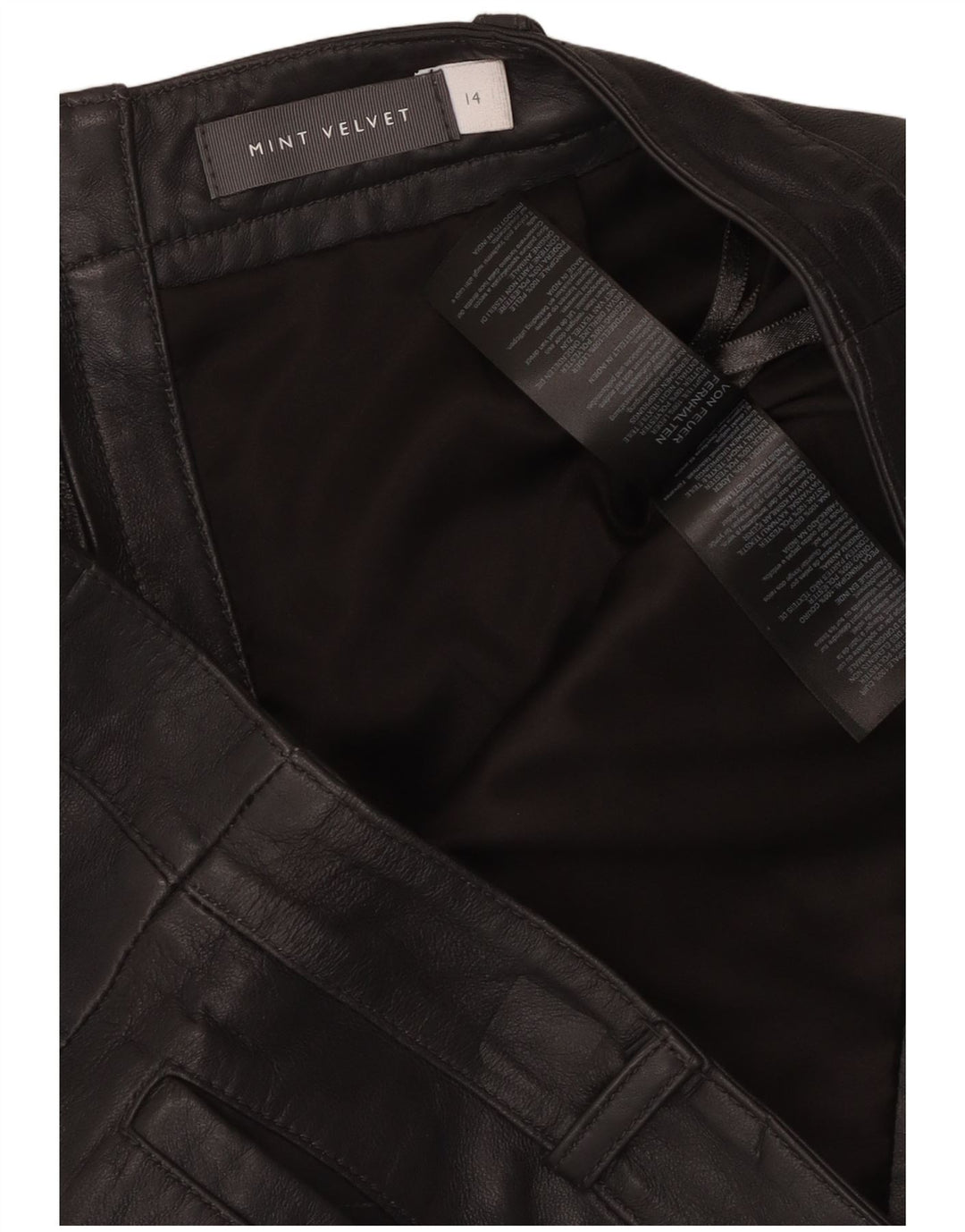 MINT VELVET Womens Leather Skirt UK 14 Large W34  Black Leather