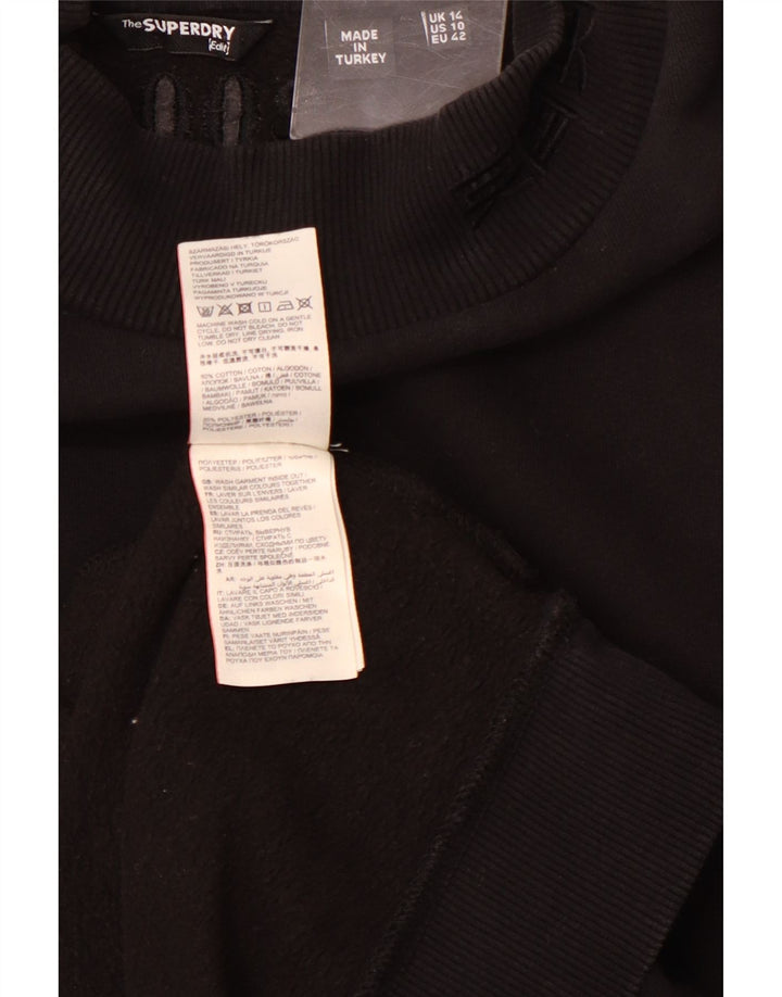 SUPERDRY Womens Graphic Sweatshirt Jumper Dress UK 14 Large  Black Cotton