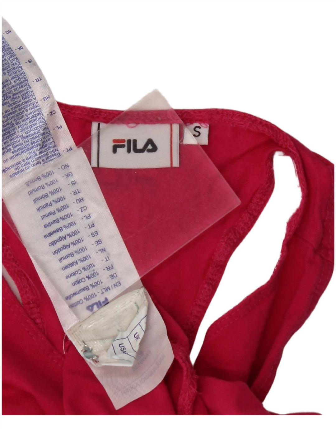 FILA Womens Crop Vest Top UK 8 Small Pink Cotton