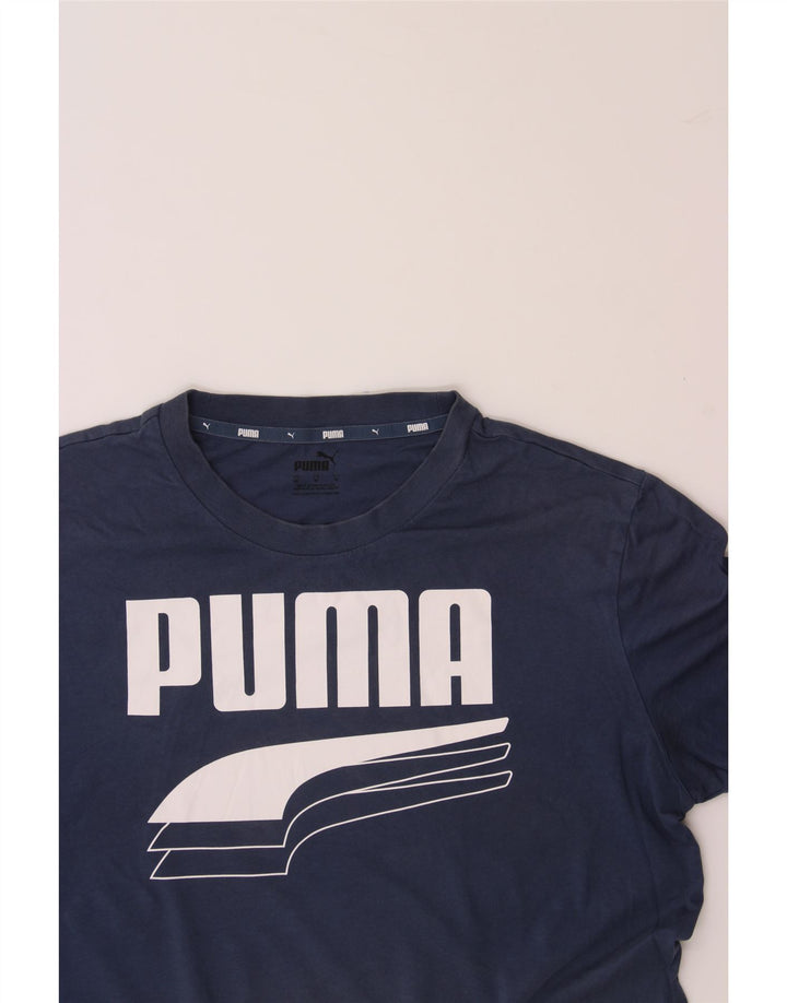 PUMA Mens Graphic T-Shirt Top Medium Navy Blue Cotton Vintage Puma and Second-Hand Puma from Messina Hembry 