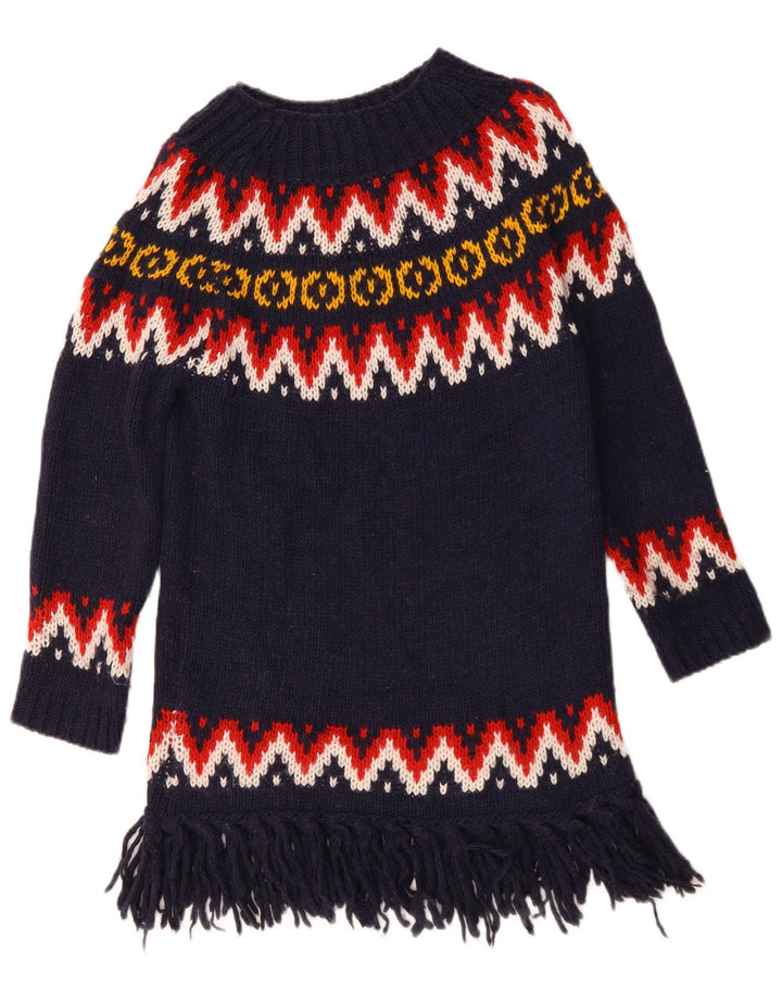 Benetton Womens Boat Neck Jumper Sweater UK 10 Small Navy Blue Acrylic